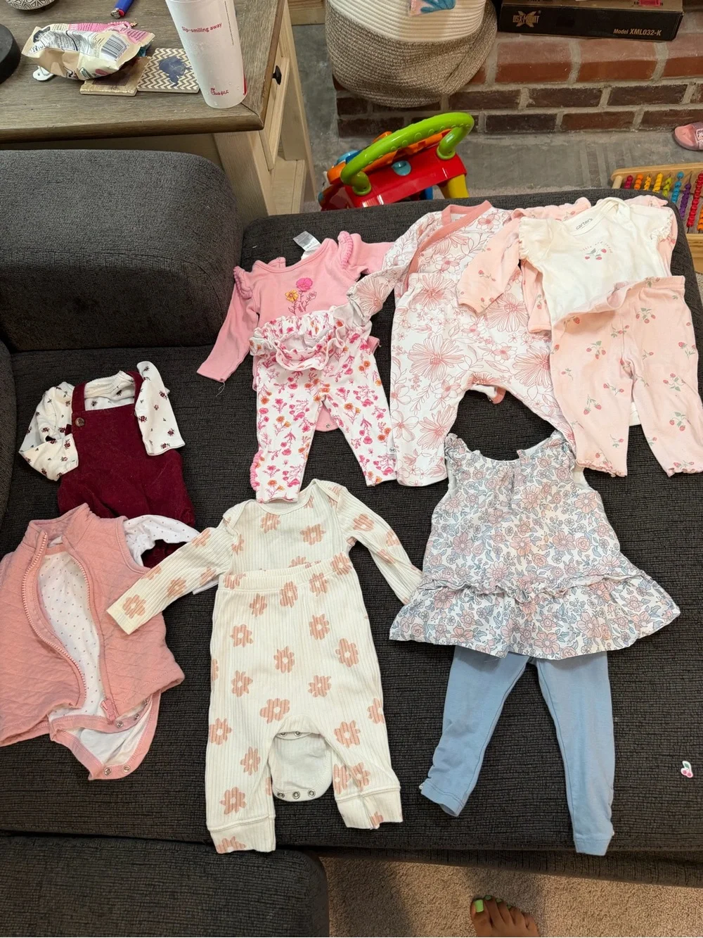 Baby Girls 3-6 months  Clothing Bundle - Pink, White, Coral, Gray